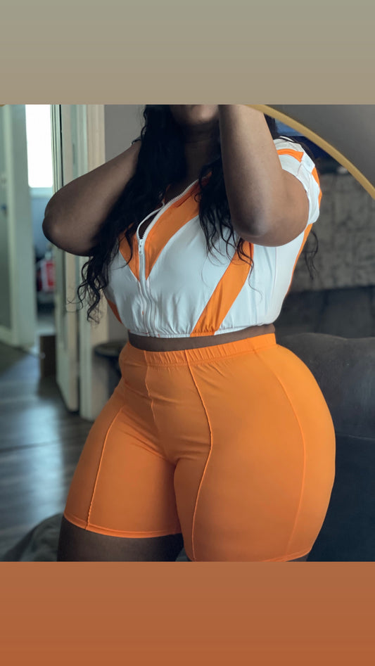 Colorblock Sherbert Orange Short Set