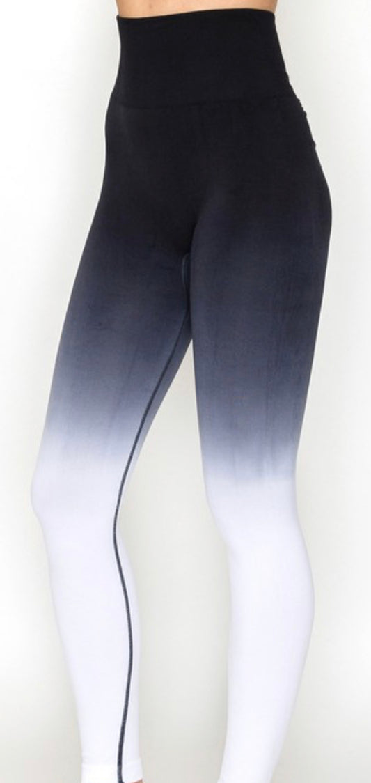 Ombré butt lifting leggings - black/white