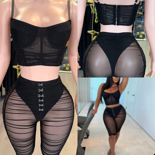 Black Sheer Short Set