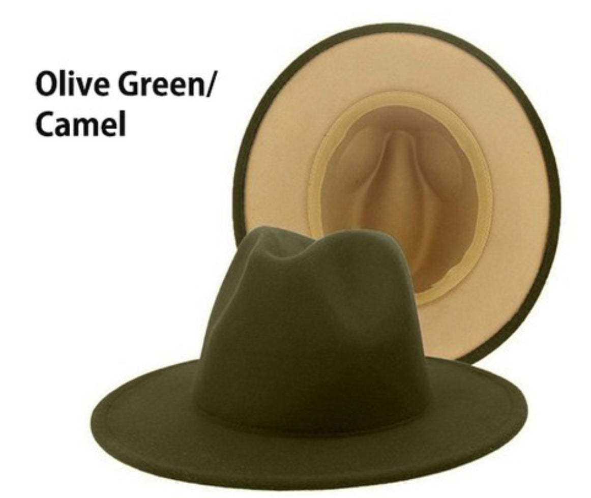 Looking for you Fedora Hat - Olive Green/camel