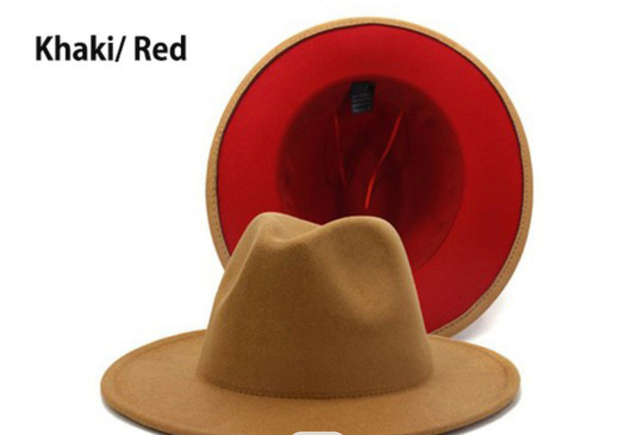 Looking for you Fedora Hat - Khaki/red