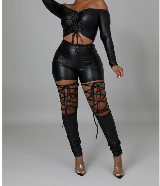 Black Ice Lace Up Pants