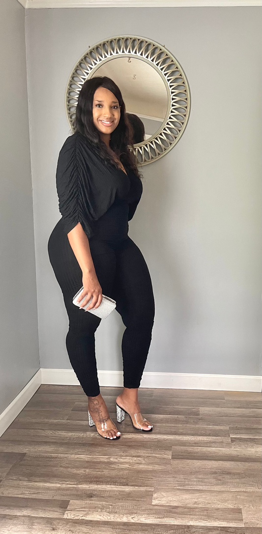 Patiently Waiting Black Jumpsuit