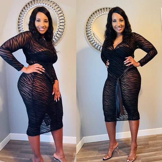 Vibes Black Sheer Dress