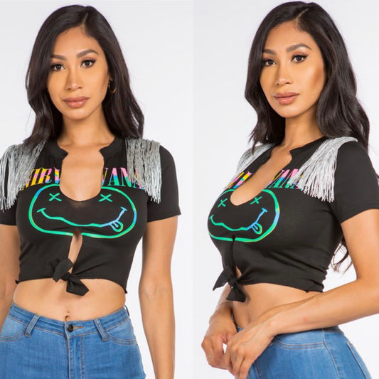 The Vana Fringe Front Tie Shirt