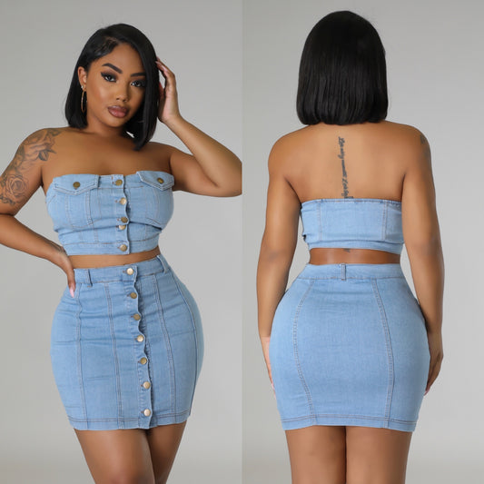 Denim Skirt Set