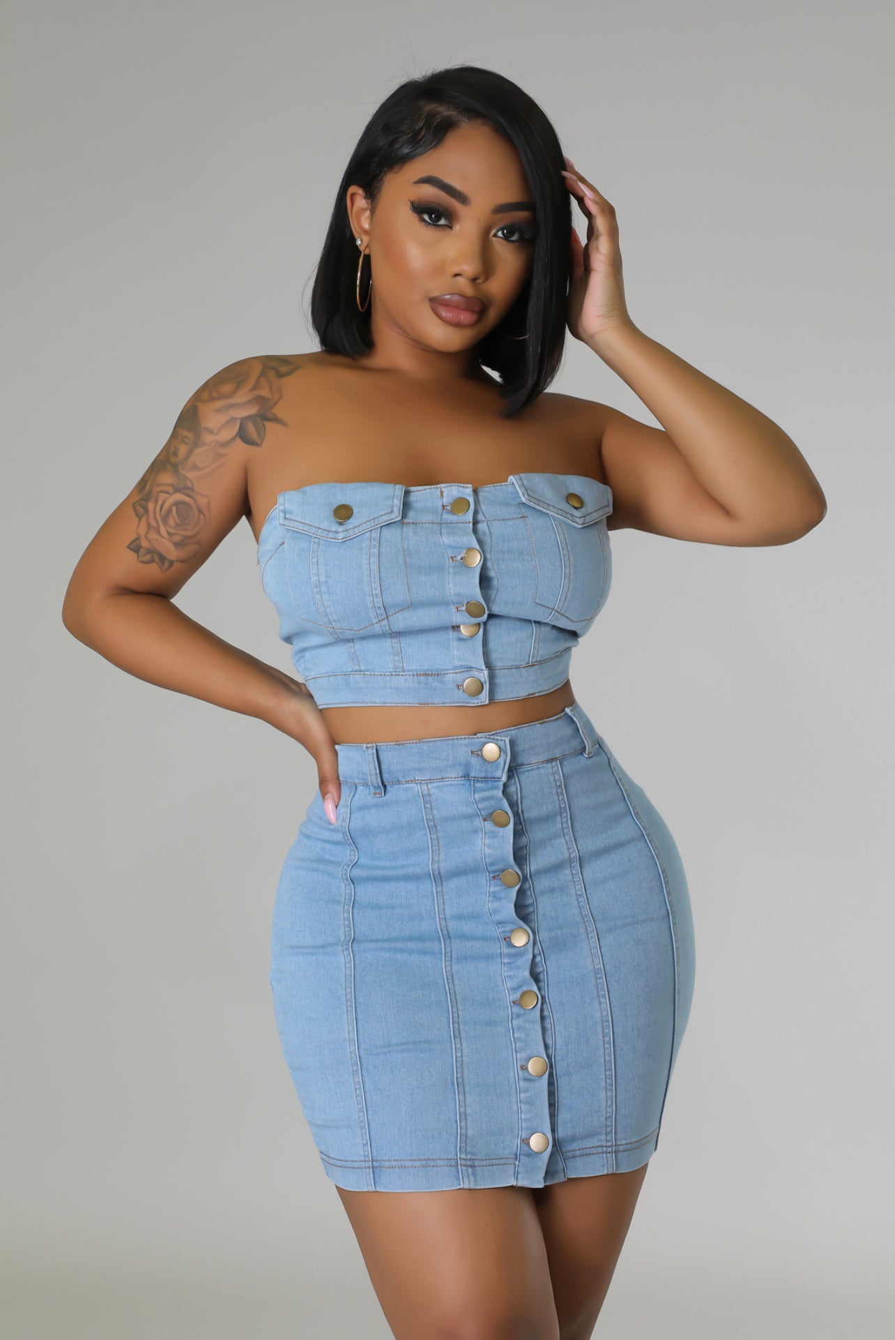 Denim Skirt Set