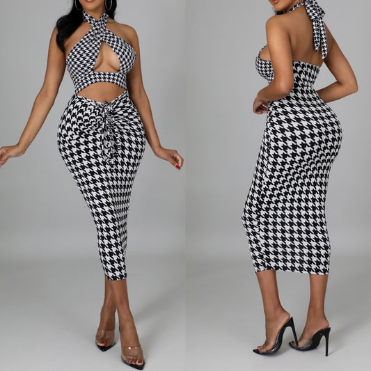 Checkmate Halter Dress