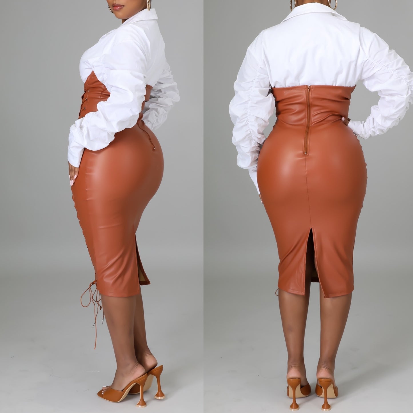 Incredible Detail Camel Dress