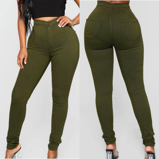 Olive Fitted Jeans