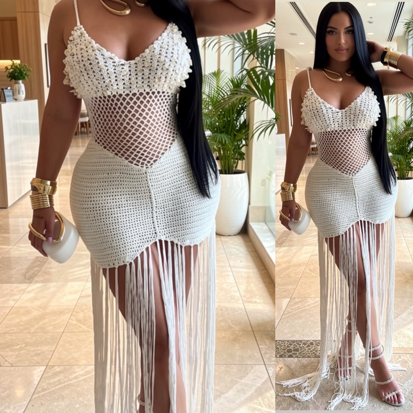 Ivory Crochet Maxi Dress